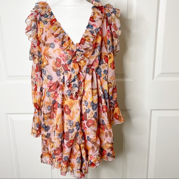 Few Moda Ruffle Cold Shoulder Floral Romper (S) - Picture 4 of 11